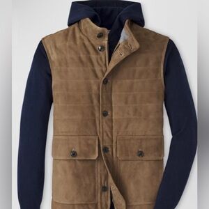 Peter Millar Men's Birchwood Crown Suede Greenwich Vest Jacket  Size  Large $895